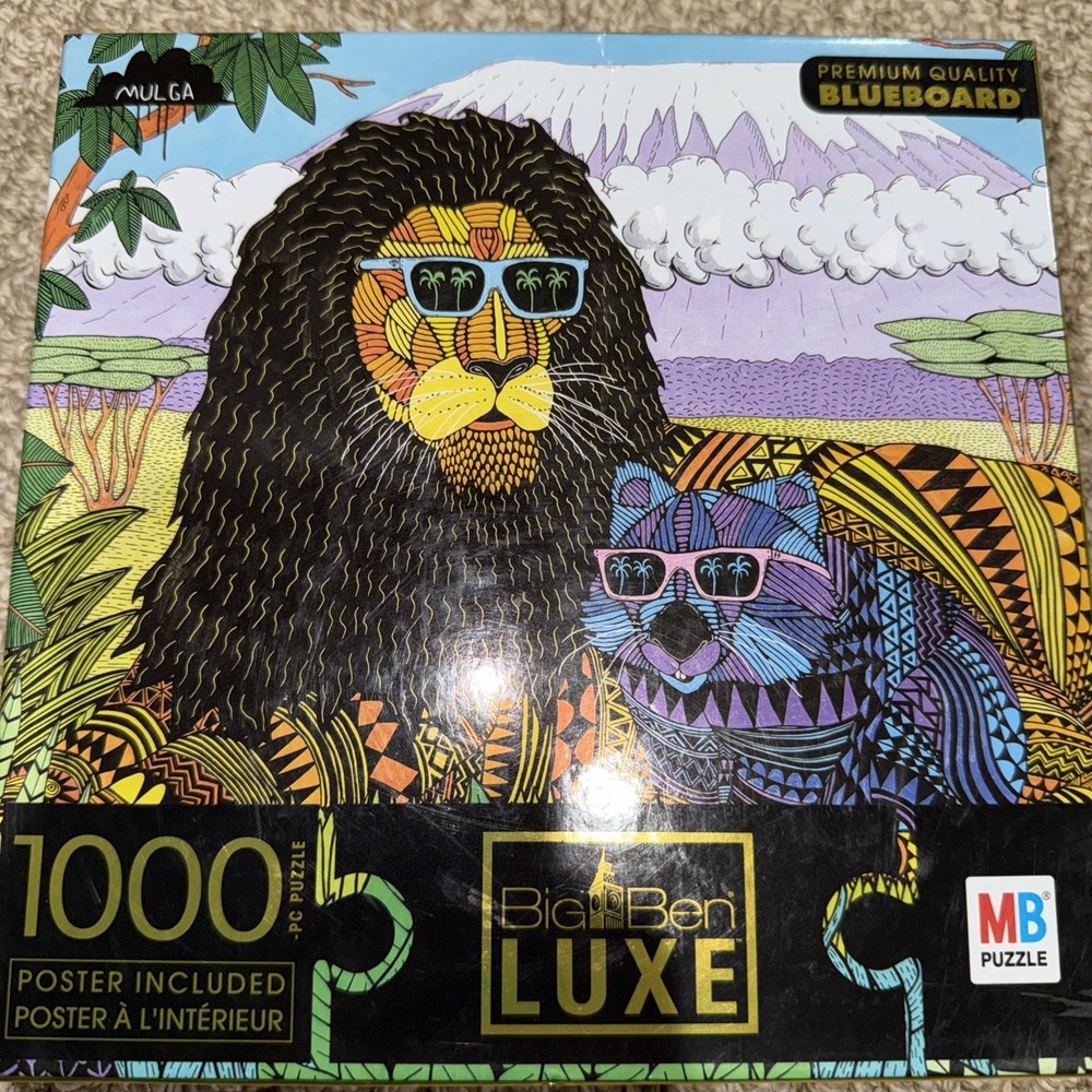 Milton Bradley Big Ben Luxe:‎ Jungle Friends Jigsaw Puzzle - 1000pc - New Sealed
